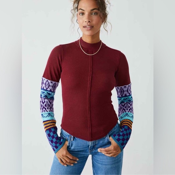Free People Tops - NWT Free People Gorgeous Thermal Cuff Long Sleeve Top